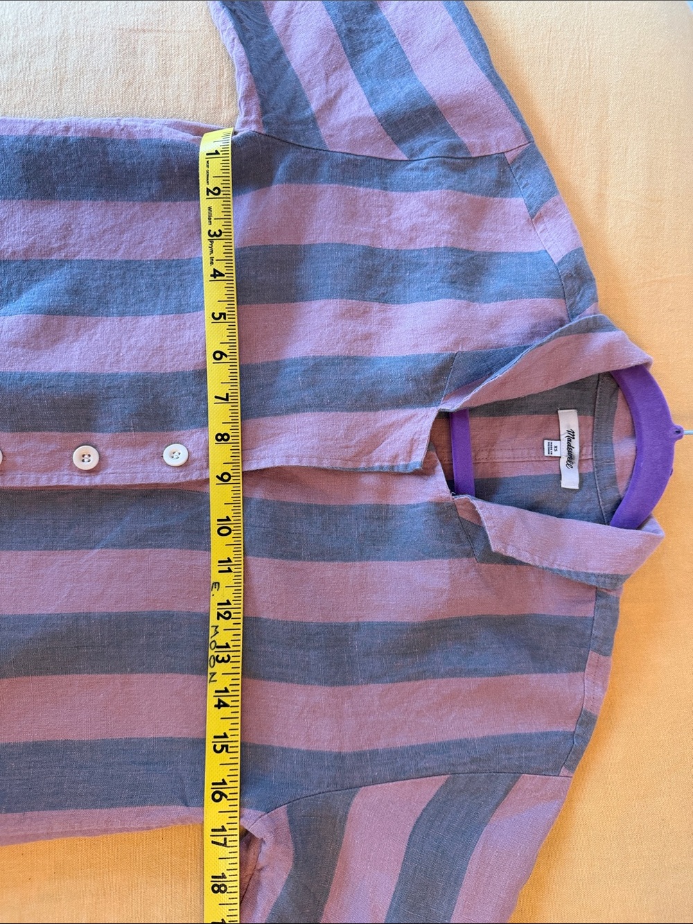 Pink & Gray Striped Madewell Cropped Button-Up Top - Picture 4 of 5